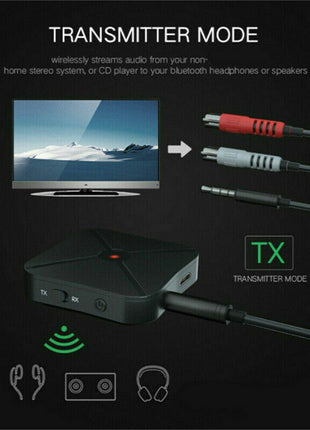 2in1 Bluetooth Transmitter Receiver Wireless Adapter TV Home Stereo Puce Gaia