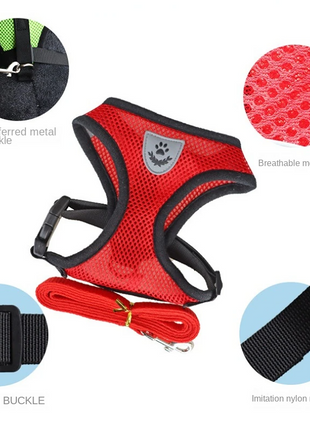 Cat Dog Pet Harness Adjustable Control Vest Dogs Reflective S M L XL Puce Gaia