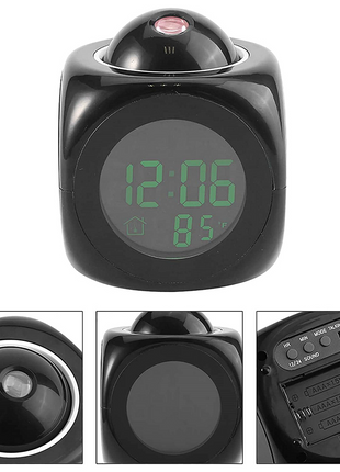 LED Projection Alarm Clock Digital LCD Display Voice Talking Weather Puce Gaia
