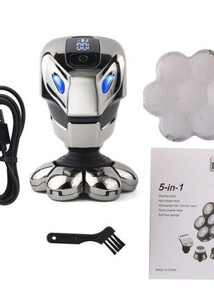 7D Cordless Shaver Hair Trimmer Men’s 5-In-1 Electric Head Shaver Puce Gaia