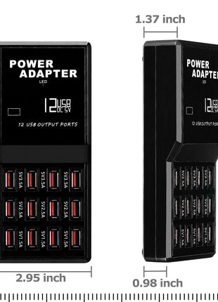 Multi 12 Port USB Charging Station Hub Desktop Wall Cell Phone Charger Puce Gaia