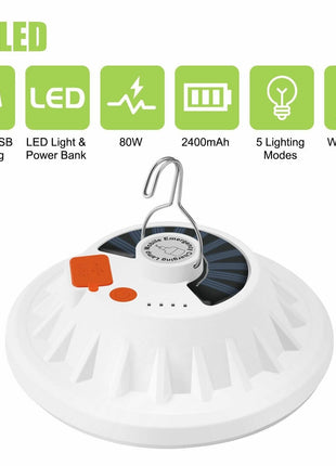 Rechargeable 60 LED Outdoor Camping Tent Light USB & Solar Lantern Puce Gaia