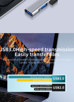 USB-C Type C to USB 3.0 4 Port Hub Splitter For PC Mac Phone MacBook Puce Gaia