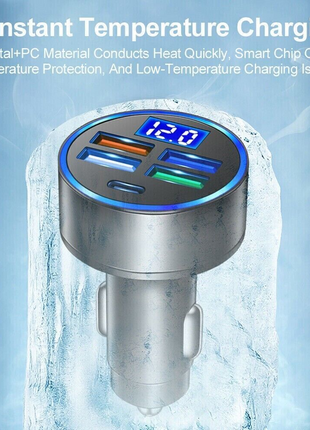 5 USB Port Super Fast Car Charger Adapter For iPhone Samsung Android Puce Gaia