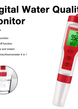 4 in 1 Digital PH EC Meter LCD Tester Pocket Hydroponics Aquarium Puce Gaia