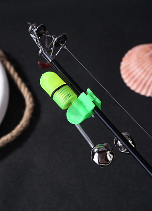 10/40 PC LED Night Fishing Bite Bait Alarm 2 Bells Light Rod Tip Clip Puce Gaia