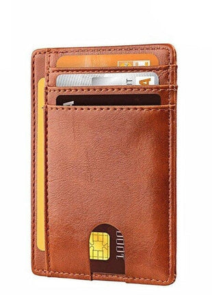 Mens Leather Slim Wallet Credit Card Holder RFID Blocking Pocket ID Puce Gaia