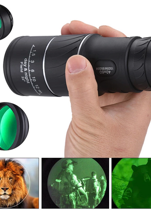 40X60 Monocular Binoculars With Night Vision BAK4 Prism High Power Puce Gaia