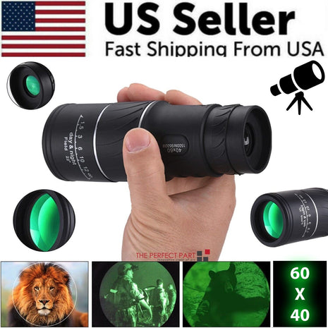 40X60 Monocular Binoculars With Night Vision BAK4 Prism High Power Puce Gaia