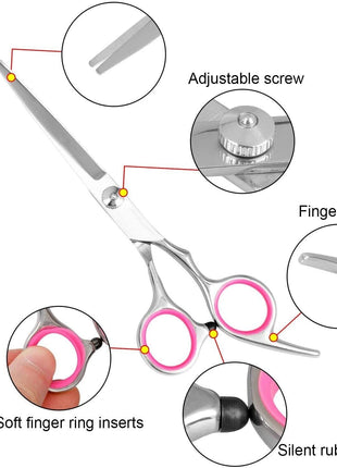 Pet Dog Grooming Scissors Stainless Straight Curved Thinning Shears Puce Gaia