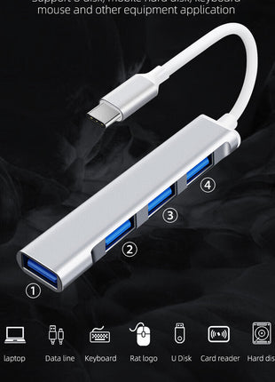 USB-C Type C to USB 3.0 4 Port Hub Splitter For PC Mac Phone MacBook Puce Gaia
