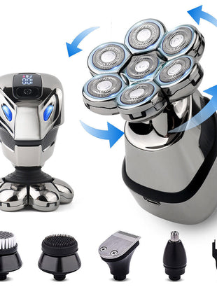 7D Cordless Shaver Hair Trimmer Men’s 5-In-1 Electric Head Shaver Puce Gaia