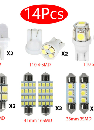 14Pcs T10 36mm LED Interior Car Accessories Kit Map Dome License Plate Puce Gaia