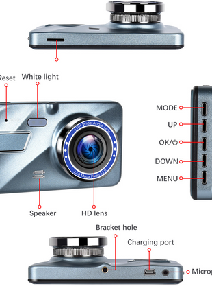 Touch Screen Dash Cam 4" 1080P Dual Lens Car DVR Recorder Front And Puce Gaia
