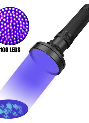 UV Ultraviolet Light 100 LED Flashlight BlackLight 395nM Inspection Puce Gaia