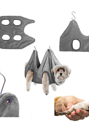 Portable Pet Dog Cat Grooming Hanging Hammock Harness Breathable Groom Puce Gaia