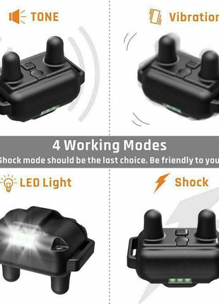 2600 FT Remote Dog Shock Training 2 Collar Set Rechargeable Waterproof Puce Gaia