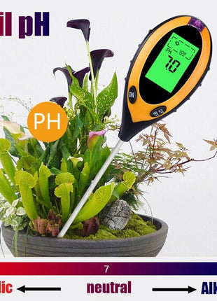 4 In 1 LCD Digital Soil Tester PH Water Moisture Temperature Sunlight Puce Gaia