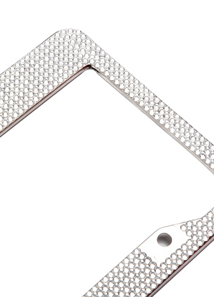 2PCS Bling License Plate Frame Glitter Crystal Sparkling Rhinestone Puce Gaia
