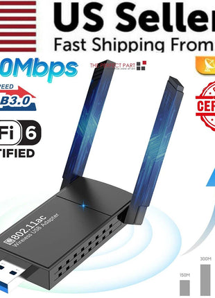 USB 3.0 Wireless WIFI Adapter 1300Mbps Long Range Dongle Dual Band Puce Gaia