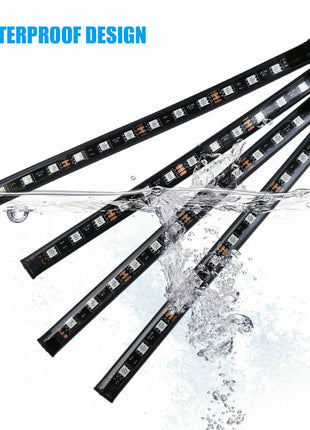 4X 48LED RGB Car Interior Atmosphere Light Strip Bar Bluetooth APP Puce Gaia