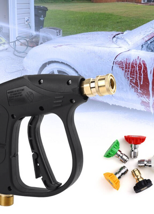 1/4" High Pressure Washer Gun 4000 PSI Car Wash Foam Spray Short Wand Puce Gaia