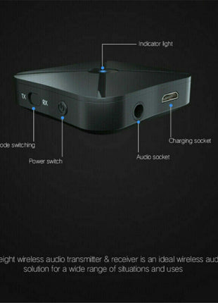 2in1 Bluetooth Transmitter Receiver Wireless Adapter TV Home Stereo Puce Gaia
