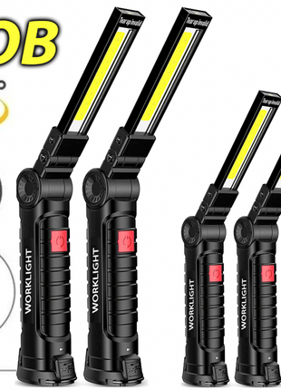 Rechargeable LED COB Work Light Mechanic Flashlight Lamp Magnetic Base Puce Gaia