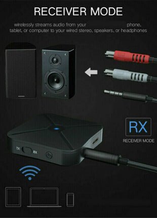 2in1 Bluetooth Transmitter Receiver Wireless Adapter TV Home Stereo Puce Gaia