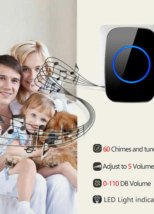 Wireless Doorbell Chime Waterproof Plugin Receiver Adjustable Volume Puce Gaia