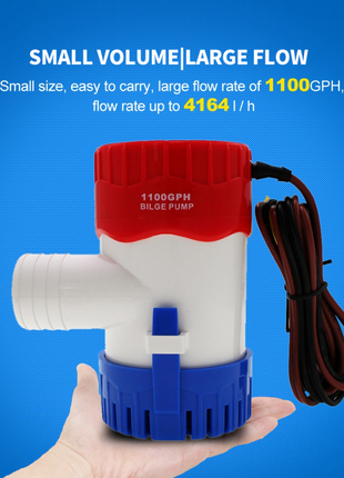 1100GPH 12V Electric Marine Submersible Bilge Sump Water Pump For Boat Puce Gaia