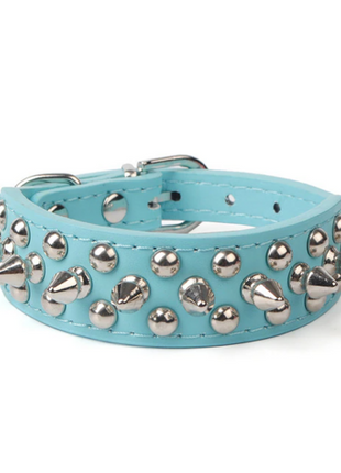 Spiked Studded Leather Dog Collar Rivets Pet Small Large Cat Pit Bull Puce Gaia