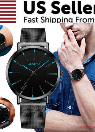 Waterproof Men's Watch Stainless Steel Quartz Luminous Classic Watches Puce Gaia