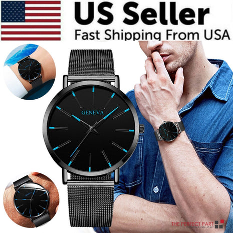 Waterproof Men's Watch Stainless Steel Quartz Luminous Classic Watches Puce Gaia