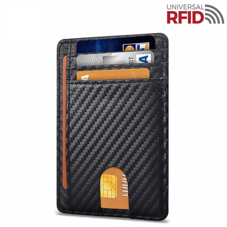 Mens Leather Slim Wallet Credit Card Holder RFID Blocking Pocket ID Puce Gaia