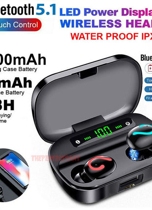Bluetooth 5.1 Headset TWS Wireless Earphones Mini Earbuds Stereo Puce Gaia
