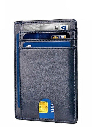 Mens Leather Slim Wallet Credit Card Holder RFID Blocking Pocket ID Puce Gaia