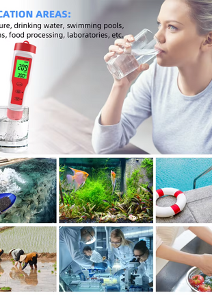 4 in 1 Digital PH EC Meter LCD Tester Pocket Hydroponics Aquarium Puce Gaia