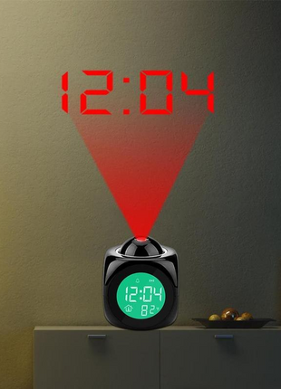 LED Projection Alarm Clock Digital LCD Display Voice Talking Weather Puce Gaia