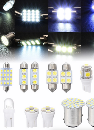 14Pcs T10 36mm LED Interior Car Accessories Kit Map Dome License Plate Puce Gaia