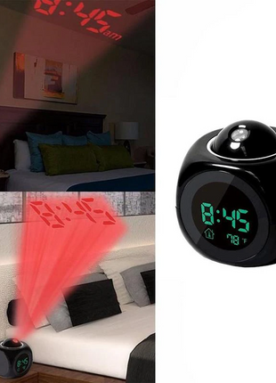 LED Projection Alarm Clock Digital LCD Display Voice Talking Weather Puce Gaia