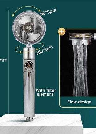 High Pressure Shower Head Adjustable 360° Rotation Turbine Water Puce Gaia