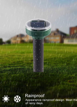 Solar Power Animal Repeller Ultrasonic Mole Pest Cat Mice Rodent Puce Gaia