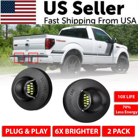 2X LED License Plate Light Rear Bumper Tag Assembly Lamp For Ford F150 Puce Gaia