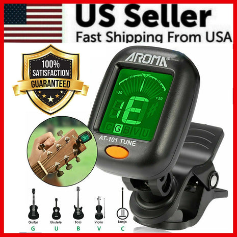 LCD Clip On Chromatic Acoustic Electric Guitar Bass Ukulele Banjo Puce Gaia