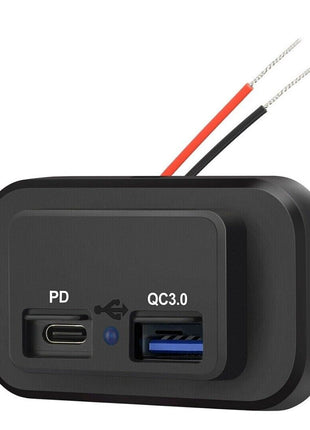 12-24V 4.8A Dual USB PD QC3.0 Car Boat RV Fast Charger Socket LED Puce Gaia