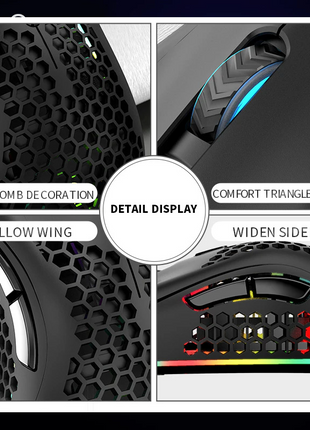 Wireless Mouse Gaming Rechargeable Optical Mouse Cordless 7 Color LED Puce Gaia