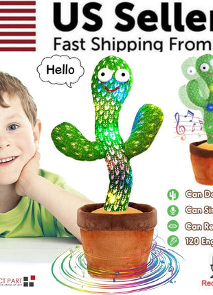 Dancing Cactus Plush Toy Doll Electronic Recording Shake With Song Puce Gaia