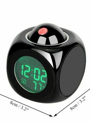 LED Projection Alarm Clock Digital LCD Display Voice Talking Weather Puce Gaia