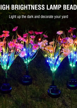 Solar Garden Lights LED Flower Stake Lamp Outdoor Yard Waterproof Puce Gaia